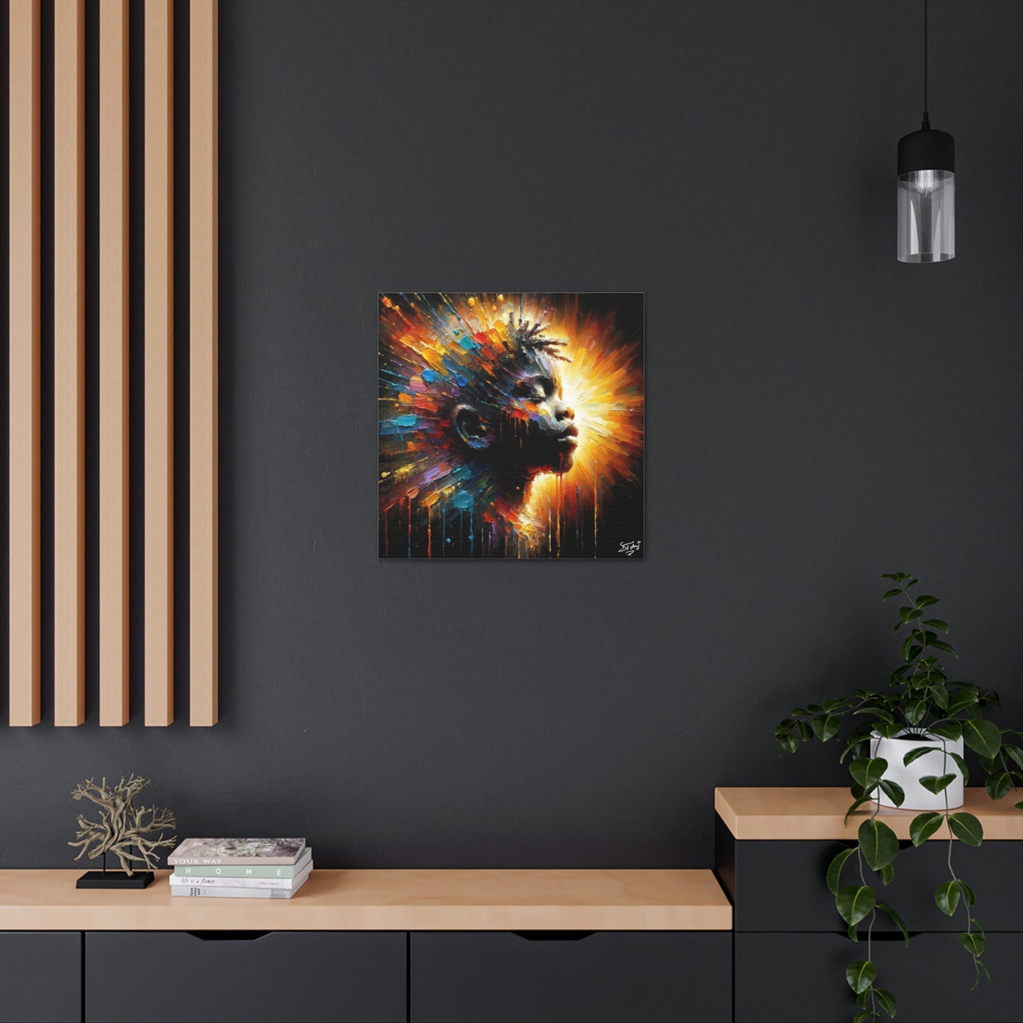 Art Print, Afro-Caribbean Boy, Oil Finish, West Indian Ethnicity, Cultural, Heritage, Semi-Abstract, Canvas Gallery Wrap