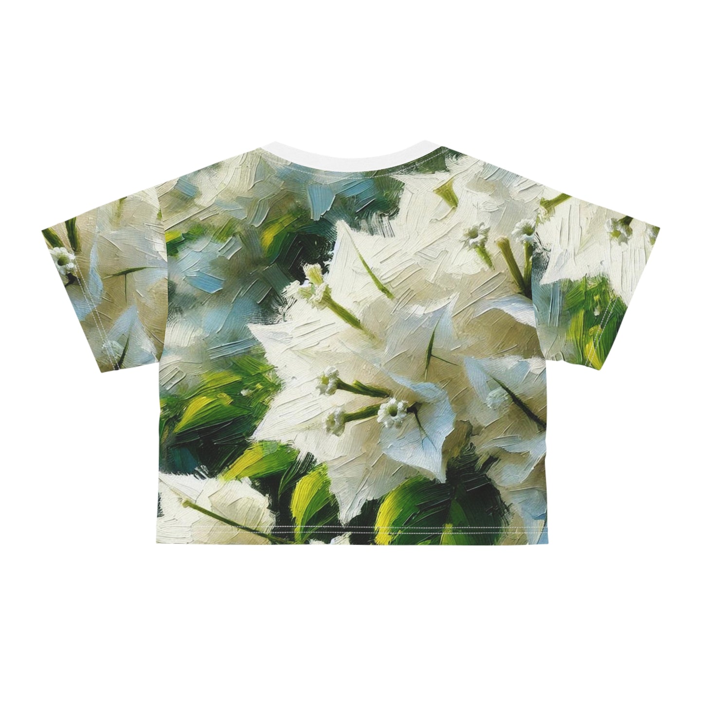 Women's Silky Soft Crop Tee (AOP) White Floral Print