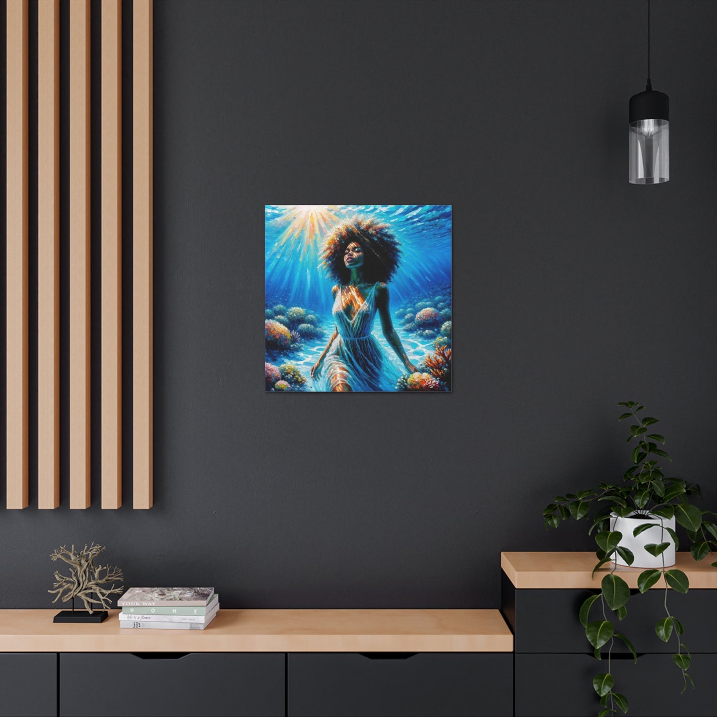 Art Print, Afro-Caribbean Woman, "Submerged" Oil Finish, West Indian Ethnicity, Cultural, Heritage, Abstract, Canvas Gallery Wrap