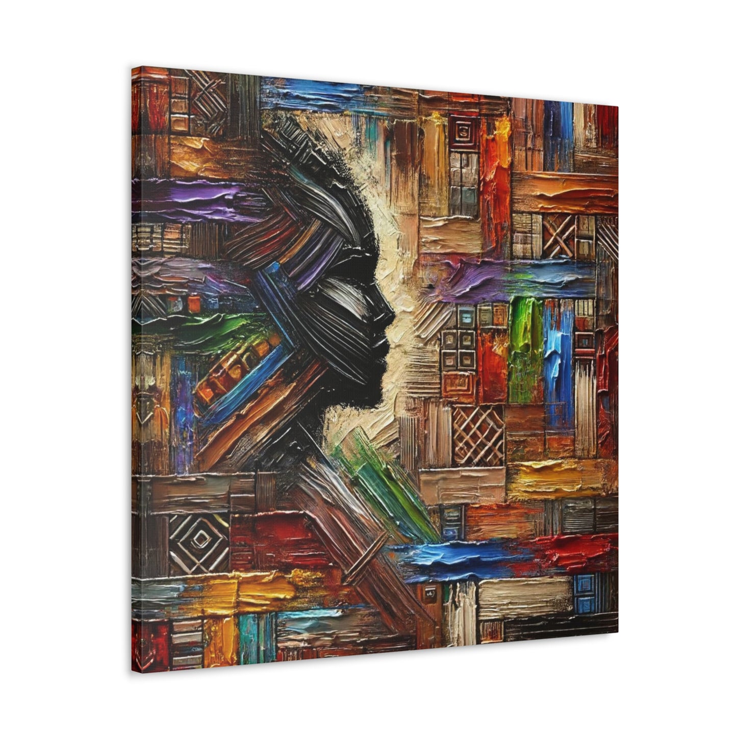 Art Print, African Print, Black Power, African Mask, Abstract Oil Finish, Unity, One Love, Canvas Gallery Wrap