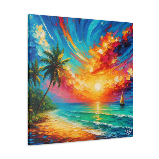 Art Print of Caribbean Beach Scene, Tobago, West Indian Art, Canvas Gallery Wraps