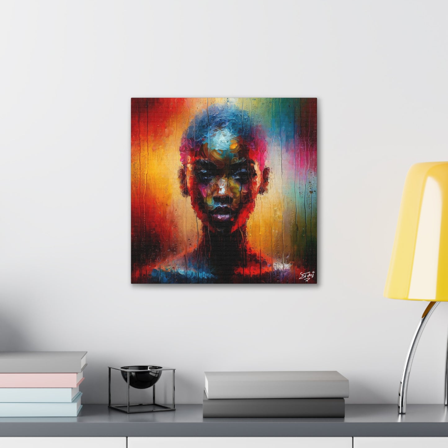 Art Print, Afro-Caribbean Woman in Sauna (2), Oil Finish, West Indian Ethnicity, Cultural, Heritage, Semi-Abstract, Canvas Gallery Wrap