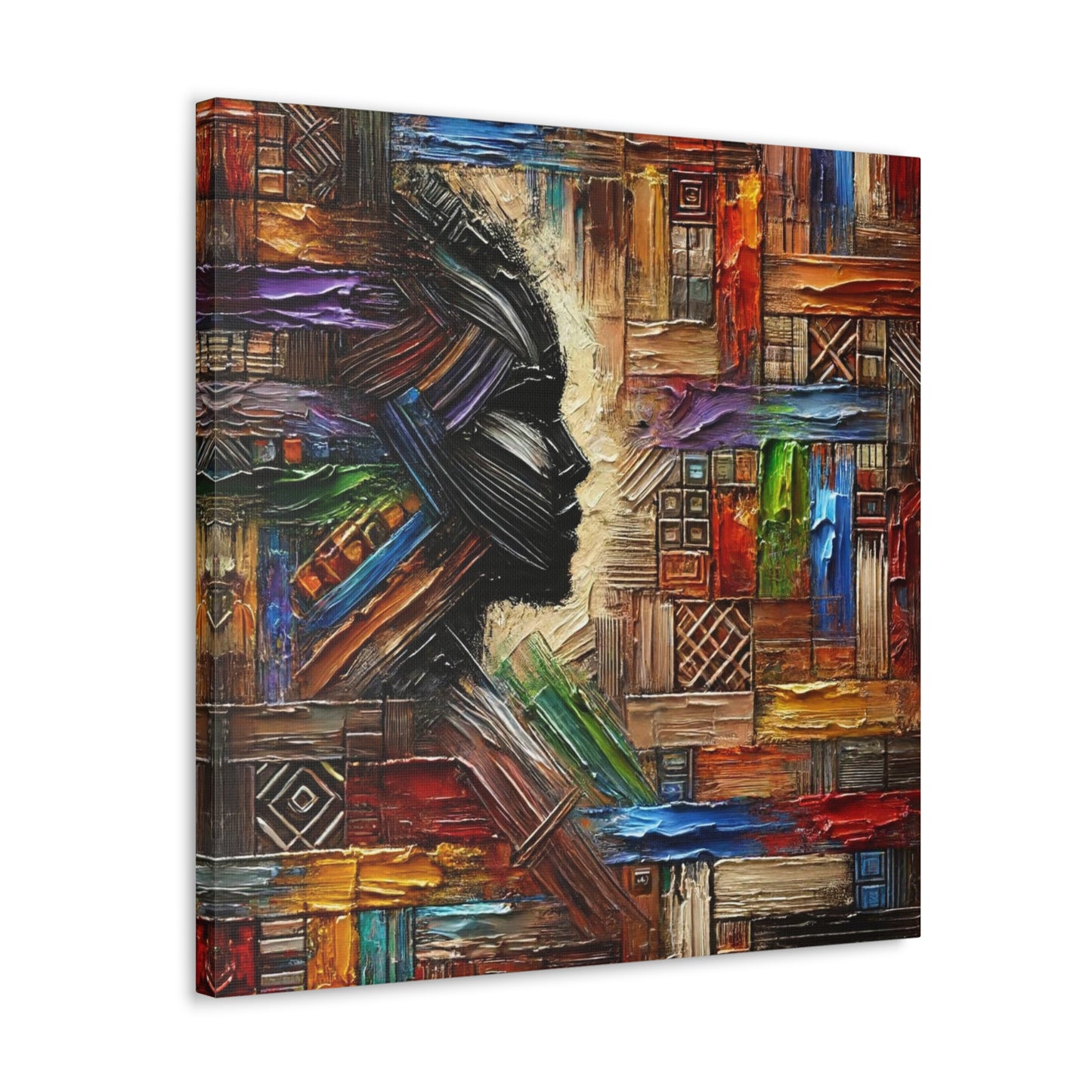 Art Print, African Print, Black Power, African Mask, Abstract Oil Finish, Unity, One Love, Canvas Gallery Wrap