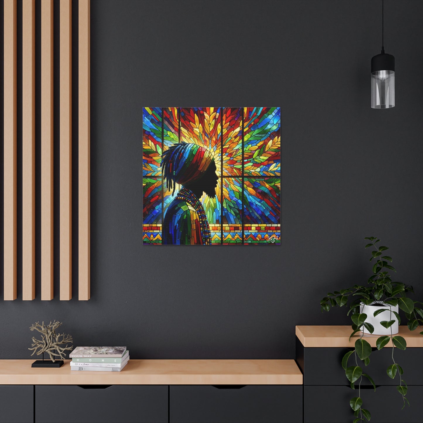 Art Print, Dreadlocks-Caribbean Man, Silhouette, Oil Finish, West Indian Ethnicity, Cultural, Heritage, Semi-Abstract, Canvas Gallery Wrap