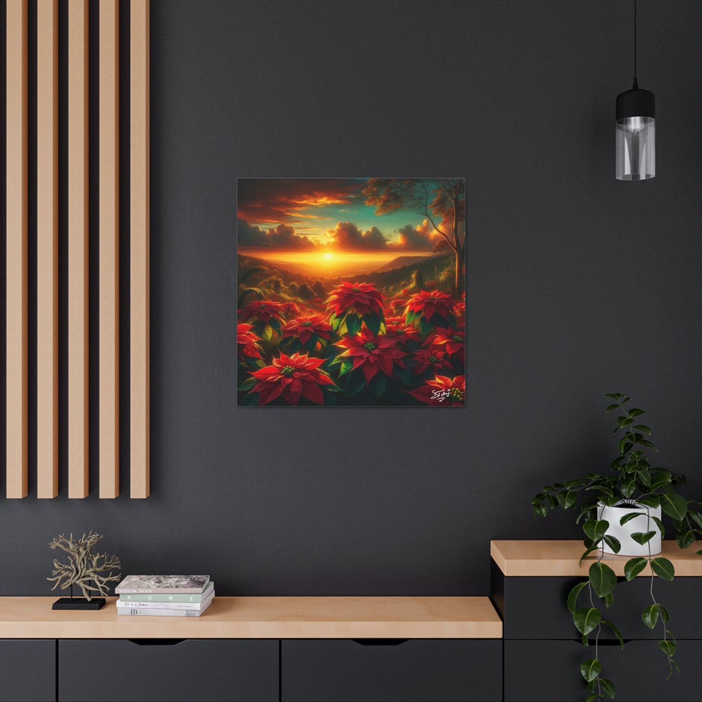 Print #2 of Wild Poinsettia Plants in the Caribbean During Sunset, Trinidad and Tobago, Canvas Gallery Wraps