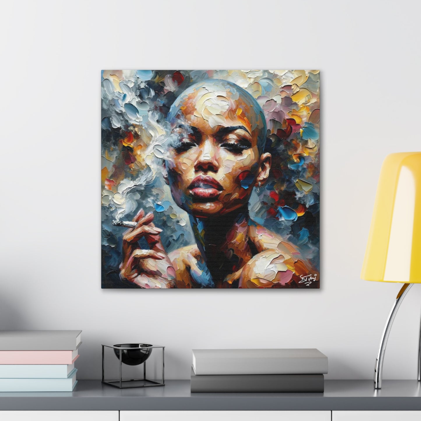 Art Print, Afro-Caribbean Woman, "Confident" Oil Finish, West Indian Ethnicity, Cultural, Heritage, Abstract, Canvas Gallery Wrap