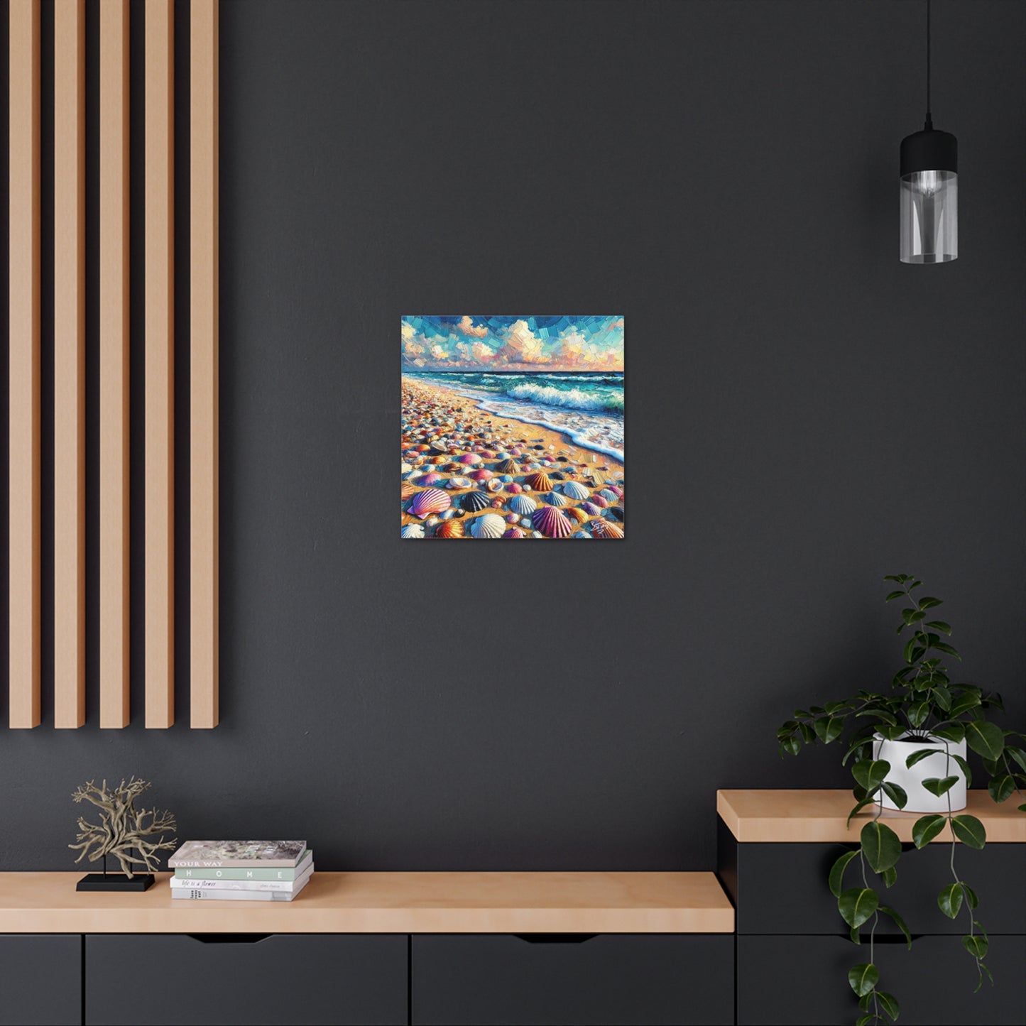 Art Print, Seashells, Caribbean Beach Scene, Abstract, Oil Painting, West Indian Art, Canvas Gallery Wraps