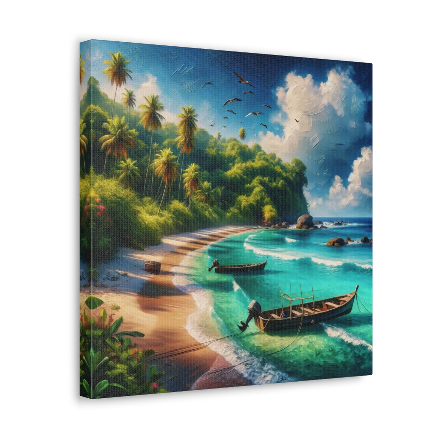 Art Print#3 of Caribbean Beach Scene, Swallows Beach, Tobago, West Indian Art, Canvas Gallery Wraps