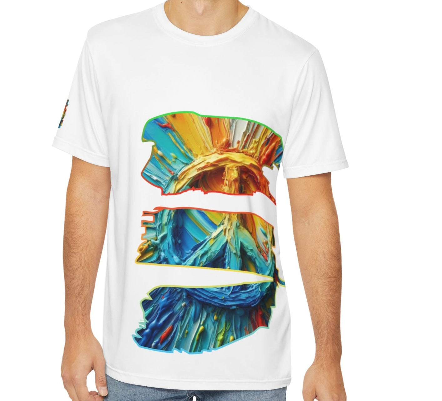 Men's Brushed Polyester Short Sleeve Tee (AOP), "PEACE"