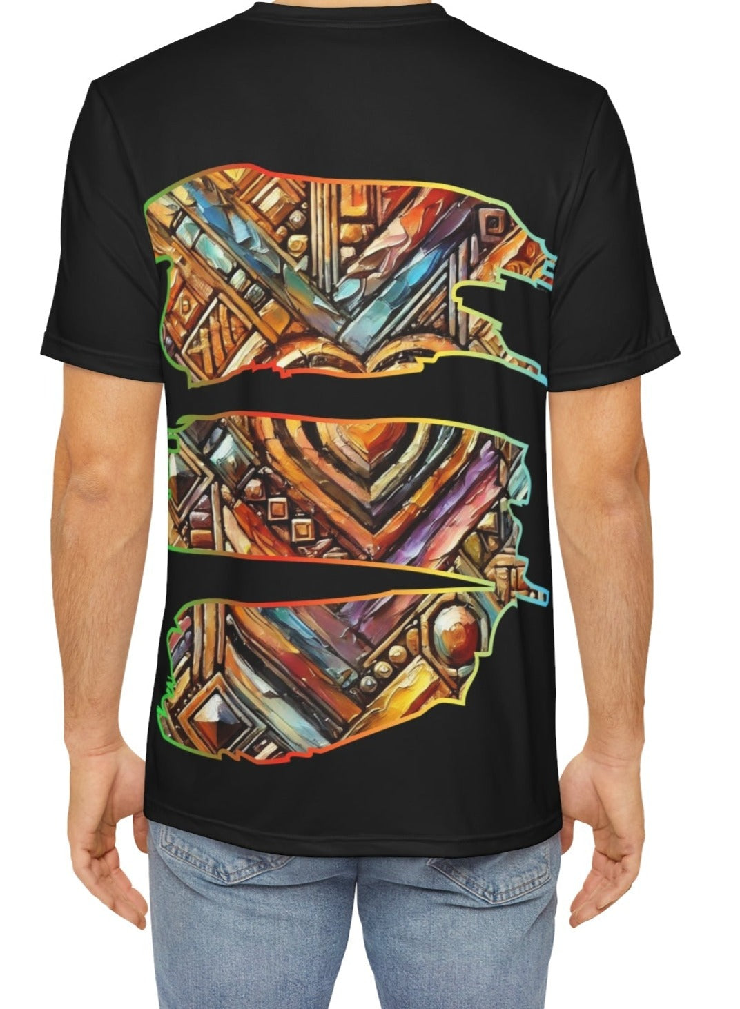 Men's Brushed Polyester Short Sleeve Tee (AOP), "Abstract African Print"