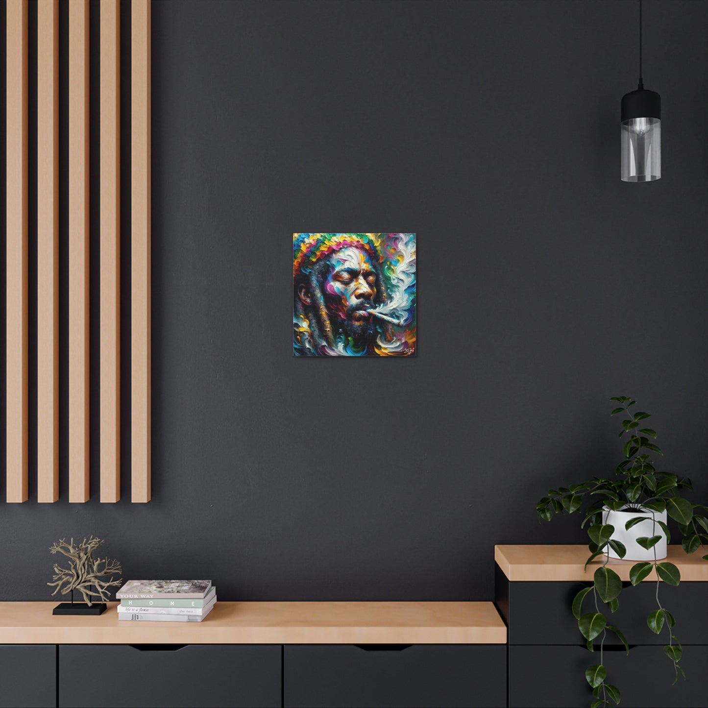 Art Print, "Rastaman Live Up," Oil Finish, West Indian Ethnicity, Cultural, Heritage, Semi-Abstract, Canvas Gallery Wrap