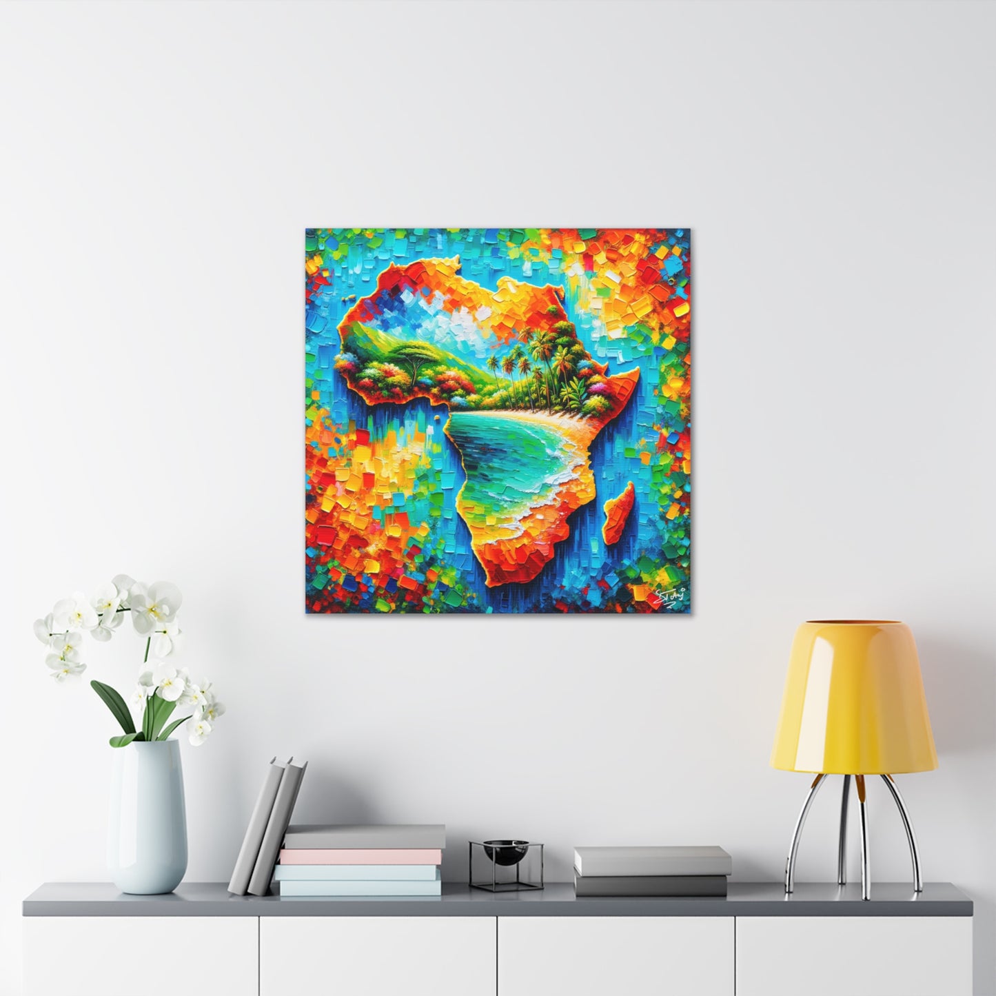 Art Print, "From Africa to the Caribbean" Oil Finish, West Indian Ethnicity, Cultural, Heritage, Abstract, Canvas Gallery Wrap