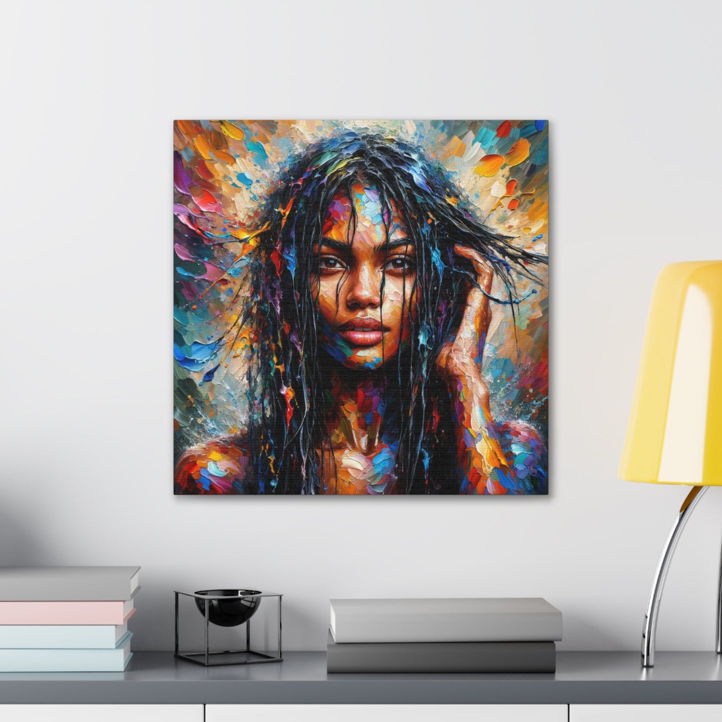 Art Print#6 of Trini Woman - Chilling in the Caribbean Sea, Oil Finish, West Indian Ethnicity, Cultural, Heritage Art, Canvas Gallery Wraps