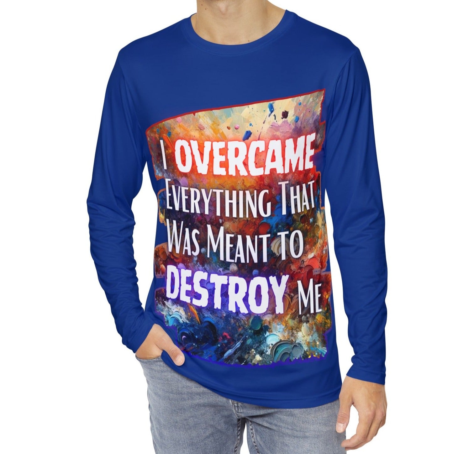 Men's Brushed Polyester Long Sleeve Shirt (AOP) "I Overcame Everything..."