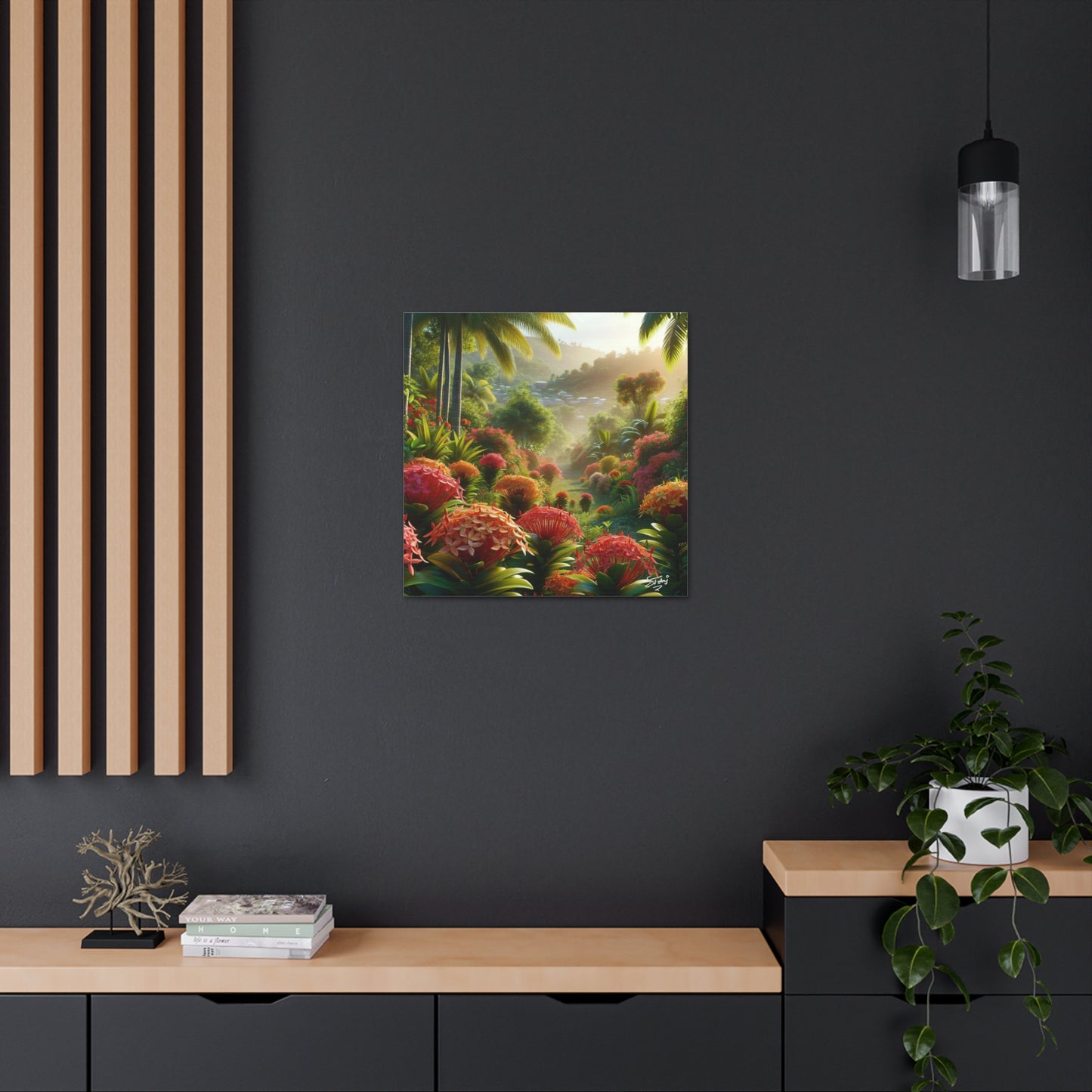 Oil Print #2 of Ixora Garden in The Caribbean, Vibrant and Vivid Colors of Ixora flowers, Trinidad and Tobago, Canvas Gallery Wraps