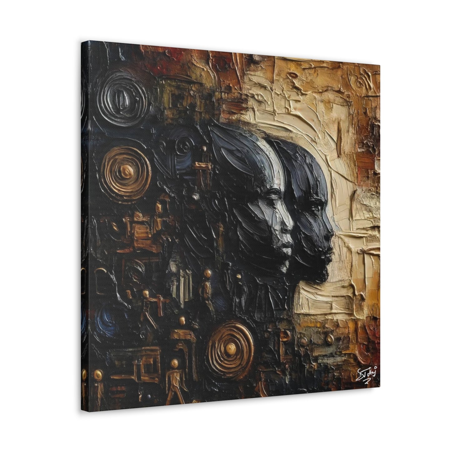 Art Print, African Men "In Abstraction," Black Roots, Oil Finish, Unity, One Love, Abstract, Canvas Gallery Wrap