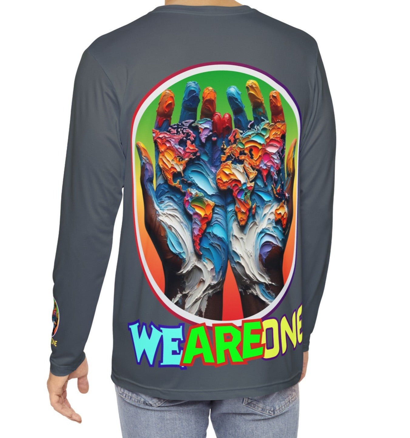 Men's Brushed Polyester Long Sleeve Shirt (AOP) "We Are One"