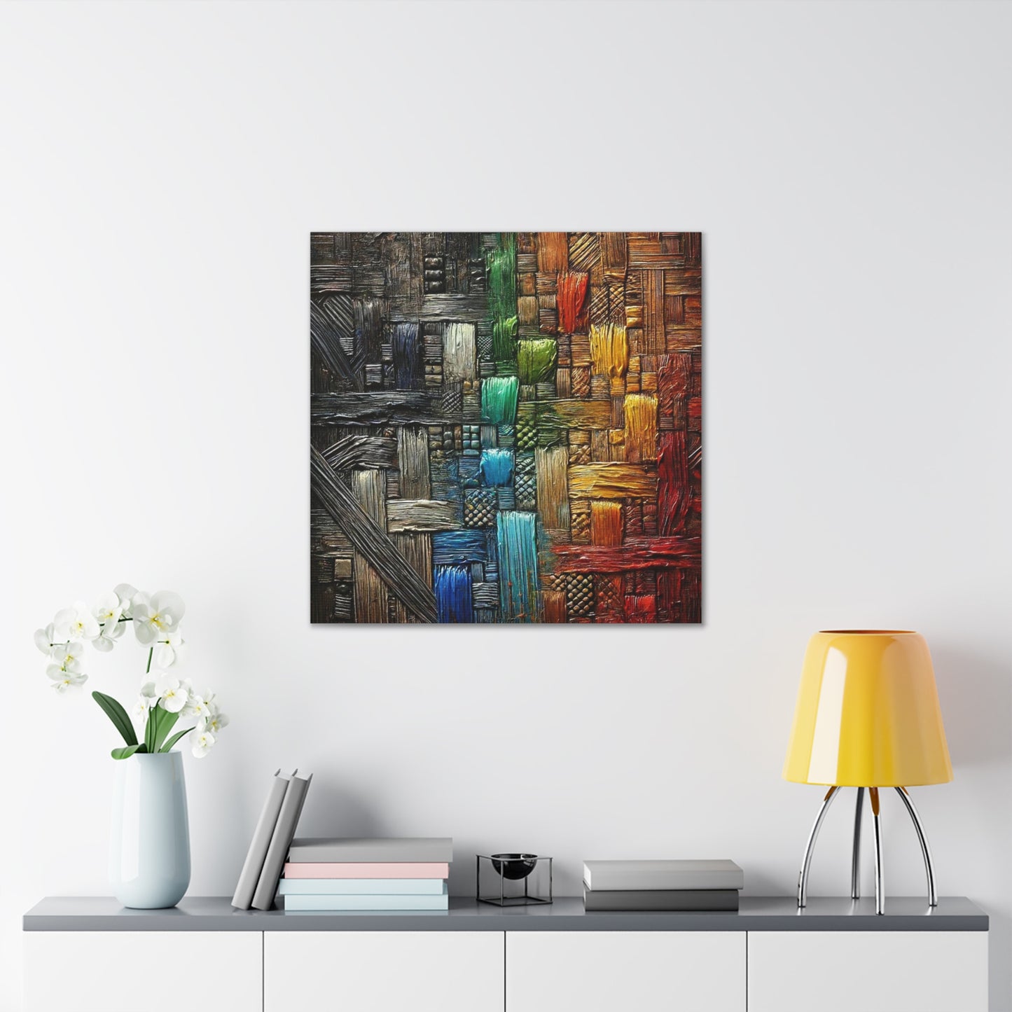 Art Print, African Print, Black Power, Abstract Oil Finish, Unity, One Love, Canvas Gallery Wrap