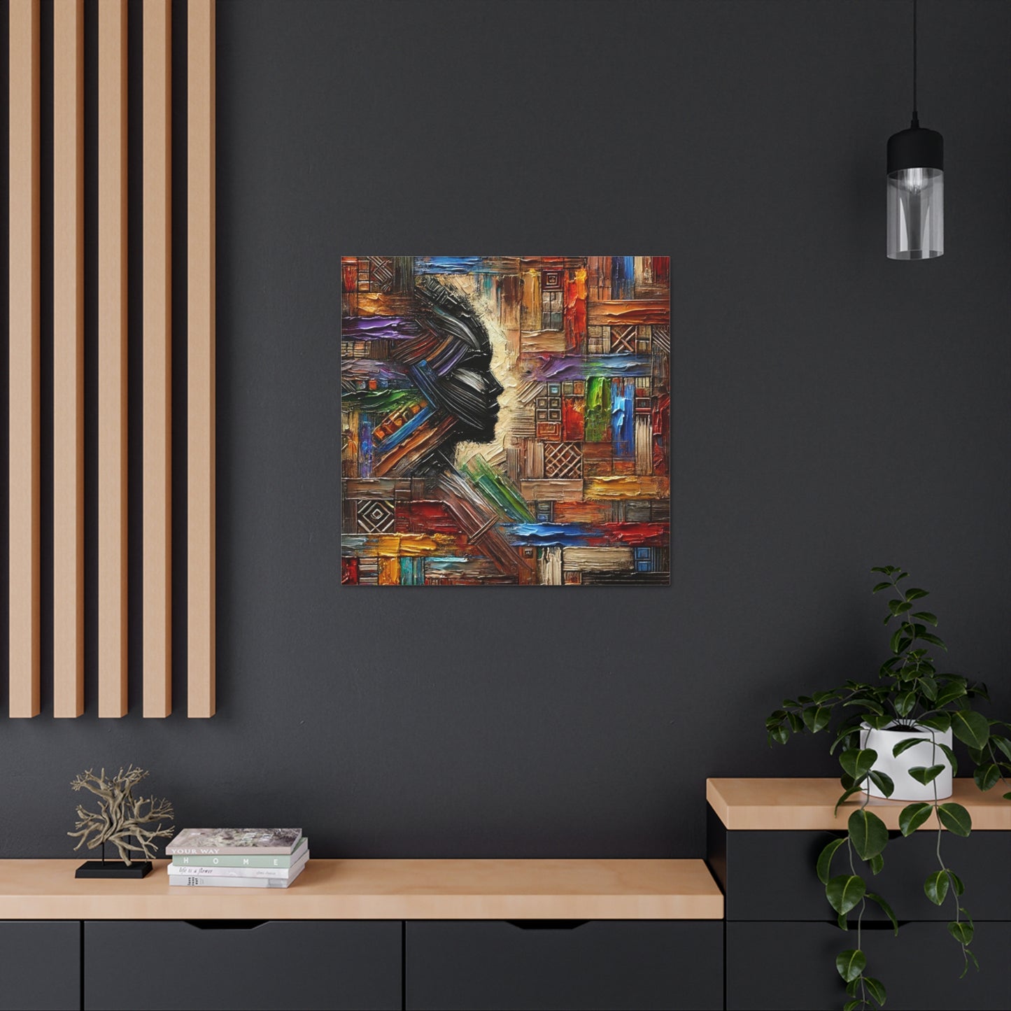 Art Print, African Print, Black Power, African Mask, Abstract Oil Finish, Unity, One Love, Canvas Gallery Wrap