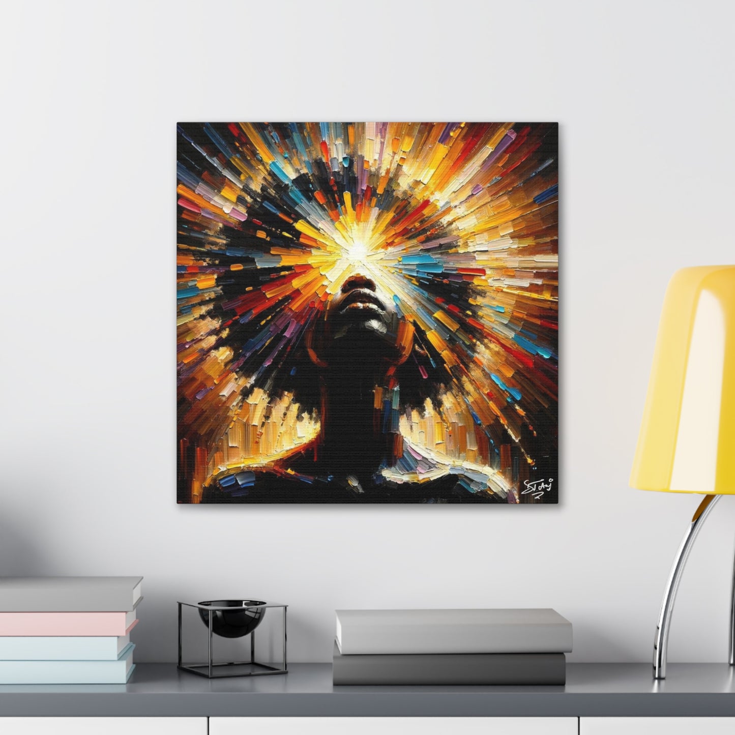 Art Print, Afro-Caribbean Woman, "Too Bright to See" Oil Finish, West Indian Ethnicity, Cultural, Heritage, Abstract, Canvas Gallery Wrap