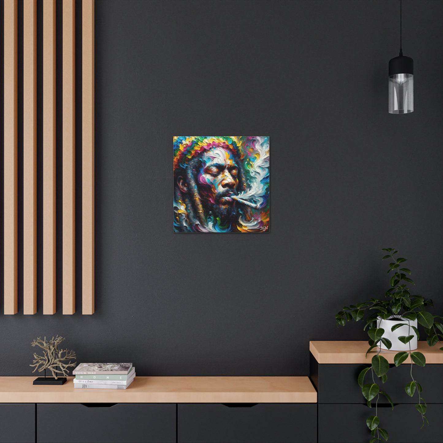 Art Print, "Rastaman Live Up," Oil Finish, West Indian Ethnicity, Cultural, Heritage, Semi-Abstract, Canvas Gallery Wrap