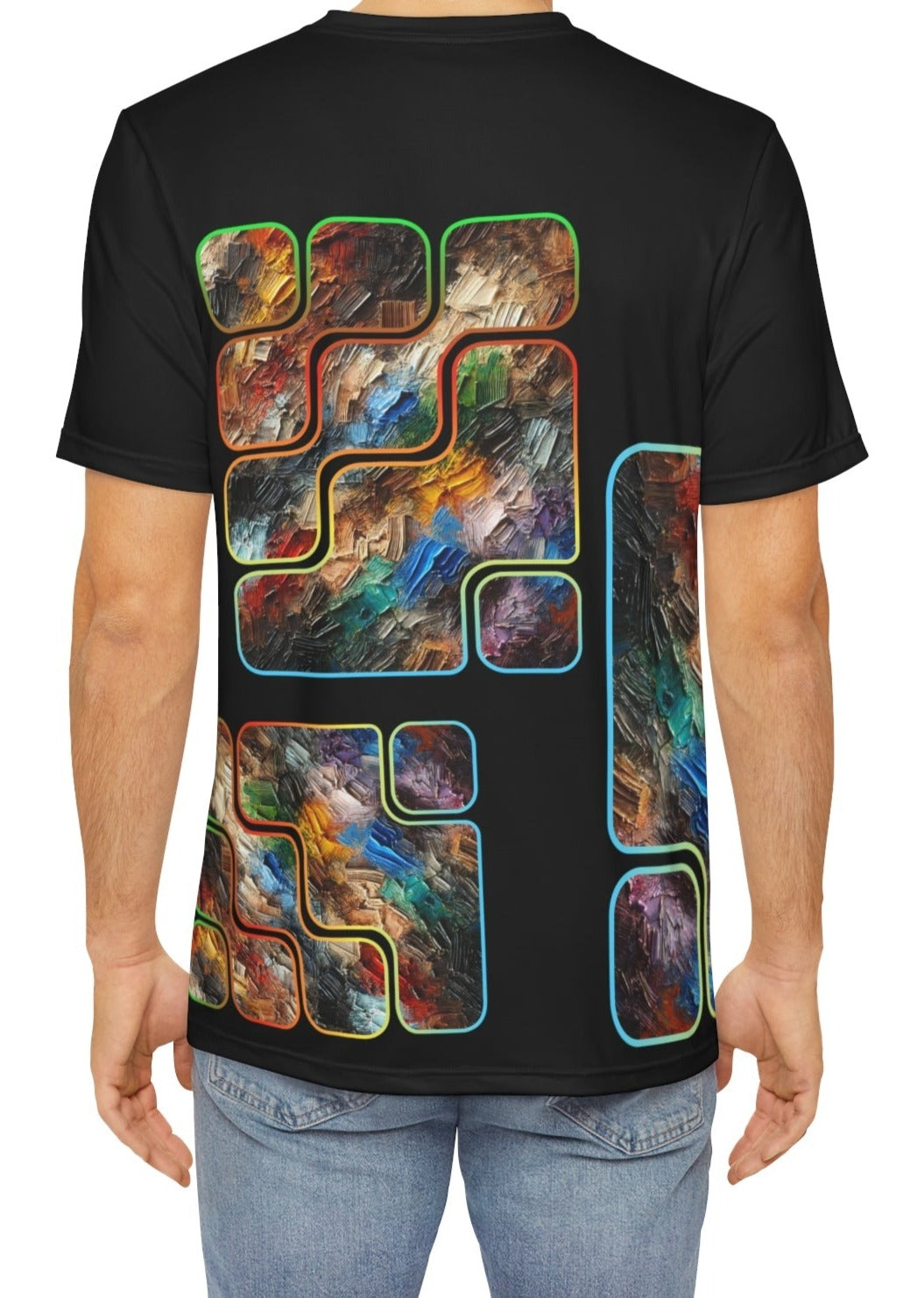 Men's Brushed Polyester Short Sleeve Tee (AOP), "Abstract African Print"