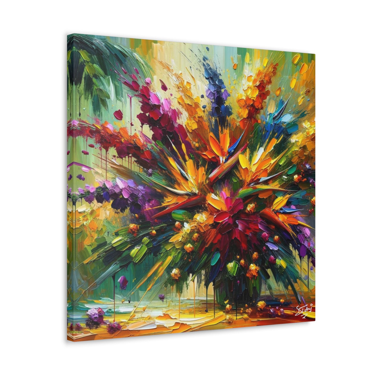 Art Print of Caribbean Bouquet, Oil Finish, West Indian Art, Canvas Gallery Wraps