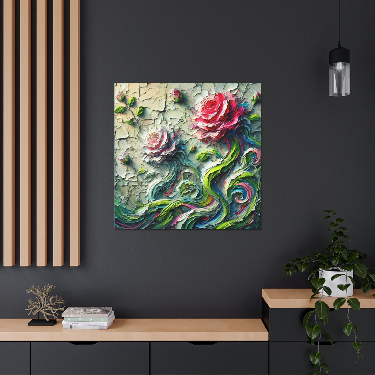 Art Print, "A Rose is a Still a Rose," Abstract Oil Finish, West Indian Art, Canvas Gallery Wraps