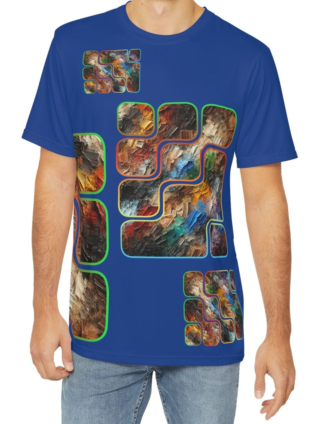 Men's Brushed Polyester Short Sleeve Tee (AOP), "Abstract African Print"