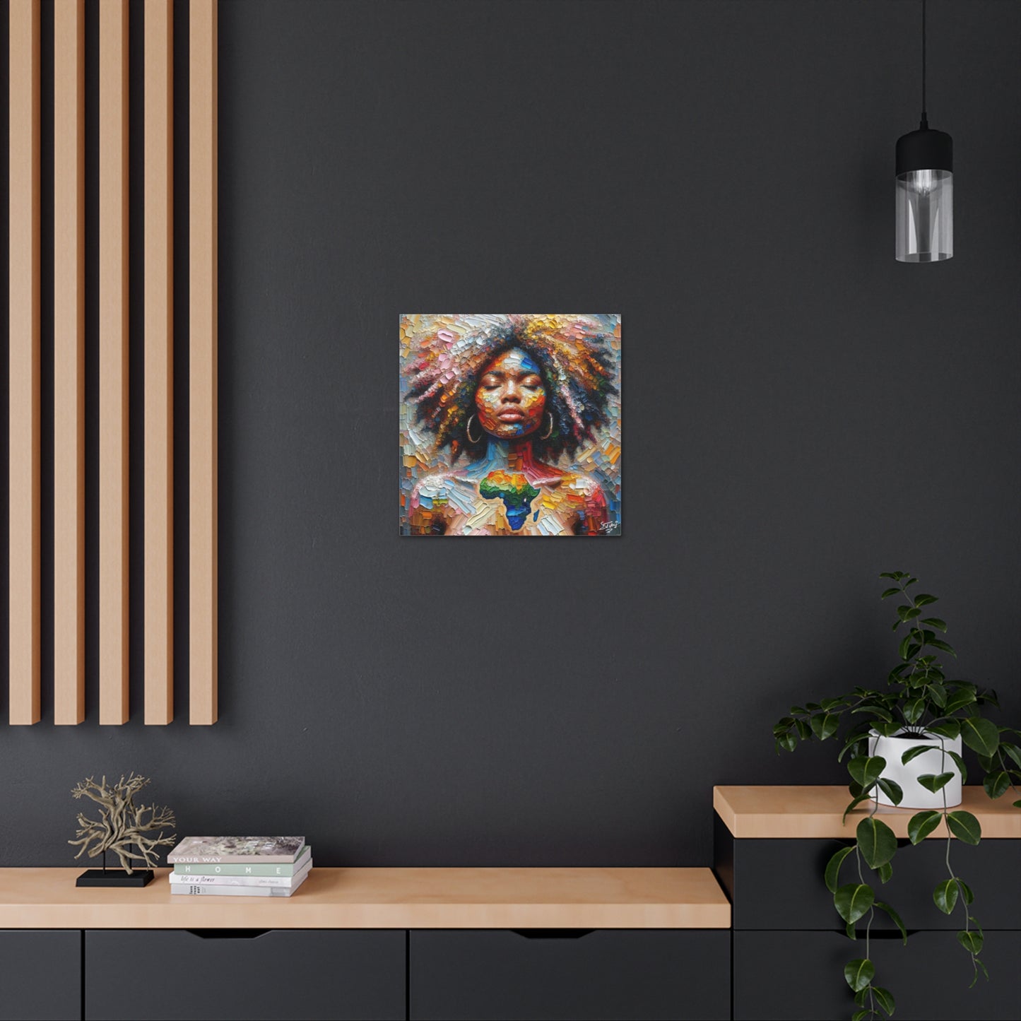 Art Print, "Mother Africa" Oil Finish, West Indian Ethnicity, Cultural, Heritage, Abstract, Canvas Gallery Wrap