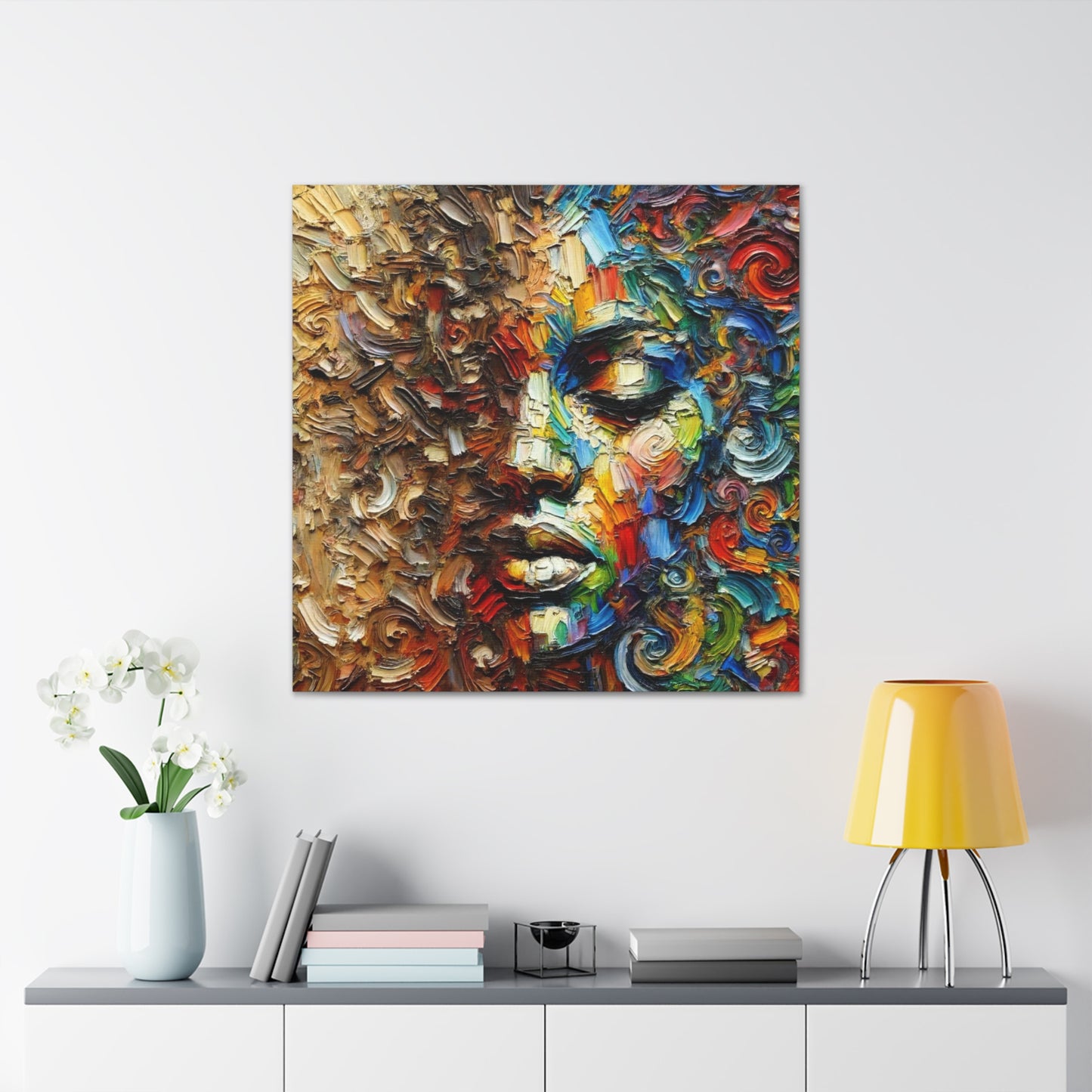 Art Print, African Woman "In Abstraction," Black Roots, Oil Finish, Unity, One Love, Abstract, Canvas Gallery Wrap