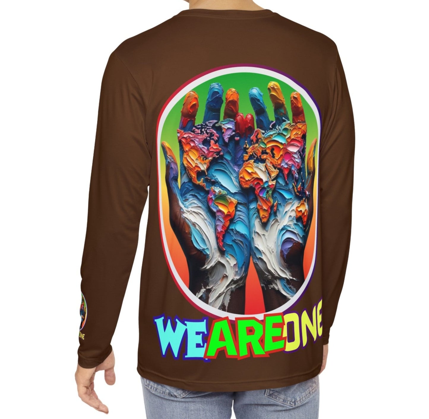 Men's Brushed Polyester Long Sleeve Shirt (AOP) "We Are One"