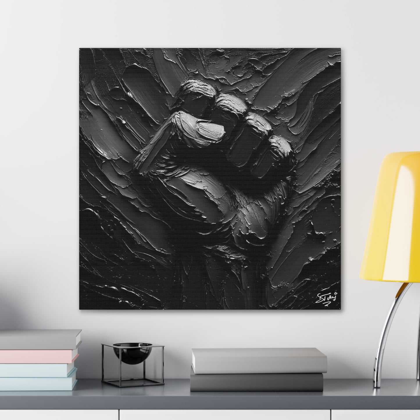 Art Print, Black Hand, Black Power, Oil Finish, Unity, One Love, Semi-Abstract, Canvas Gallery Wrap