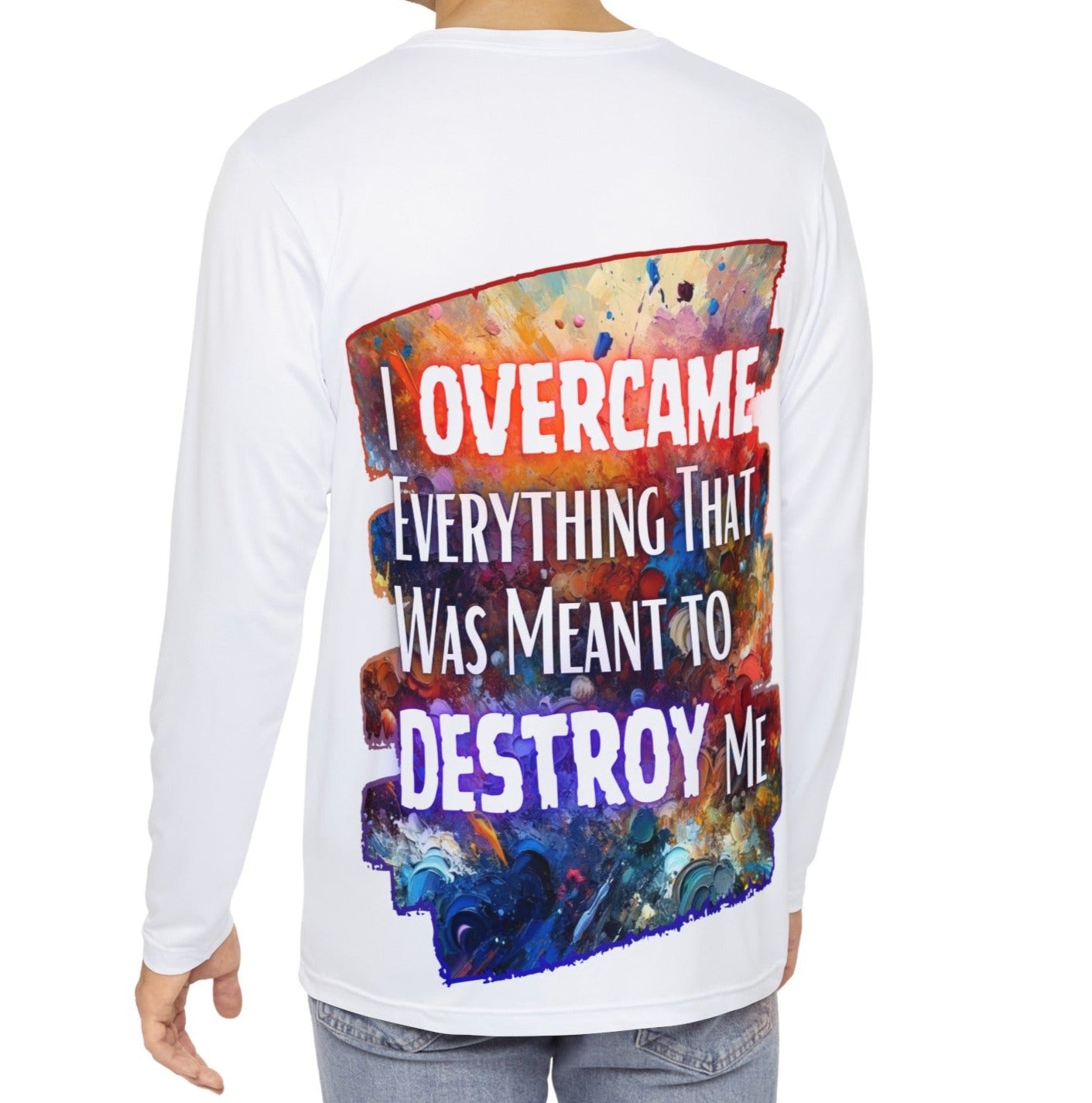 Men's Brushed Polyester Long Sleeve Shirt (AOP) "I Overcame Everything..."