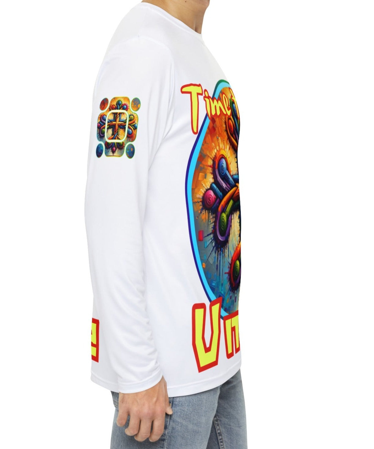 Men's Brushed Polyester Long Sleeve Shirt (AOP) "Time To Unite"