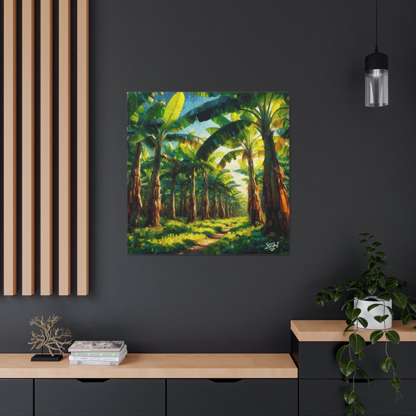 Art Print, Banana Tree Farm, Jamaica, West Indian Art, Canvas Gallery Wraps