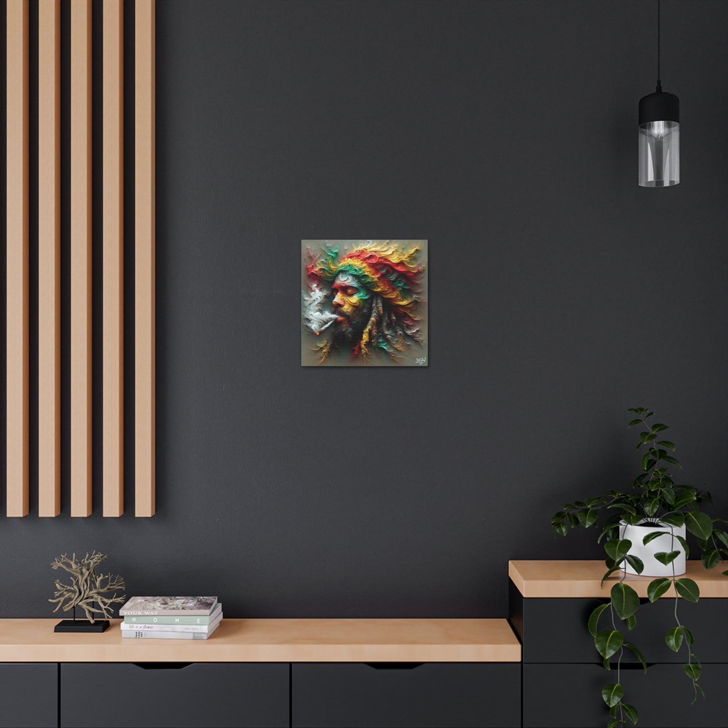 Art Print, Dougla-Rasta Man, Oil Finish, West Indian Ethnicity, Cultural, Heritage, Semi-Abstract, Canvas Gallery Wrap