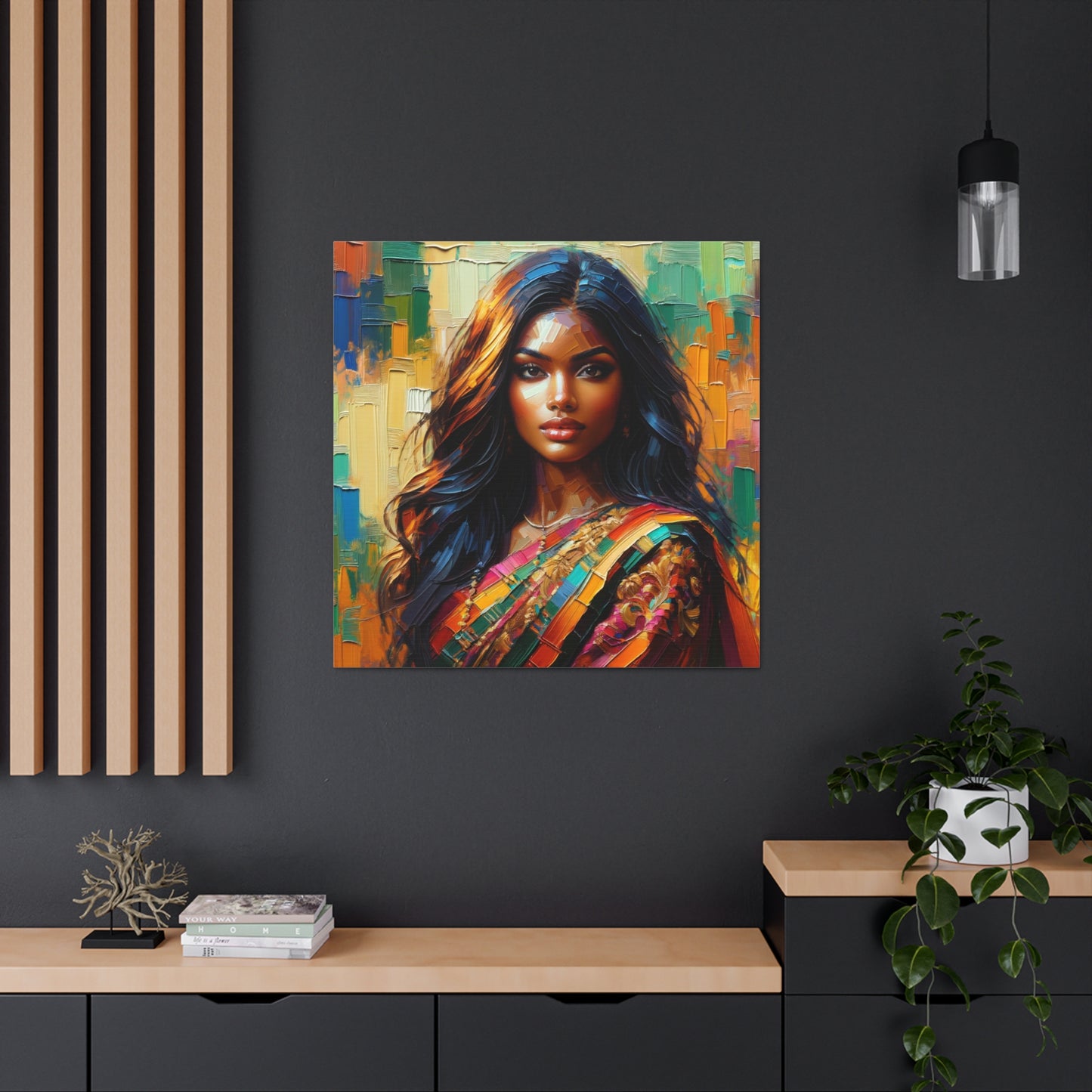 Art Print#2 of Indo-Caribbean Woman, Oil Finish, West Indian Ethnicity, Cultural, Heritage, Art, Black Woman, Canvas Gallery Wraps