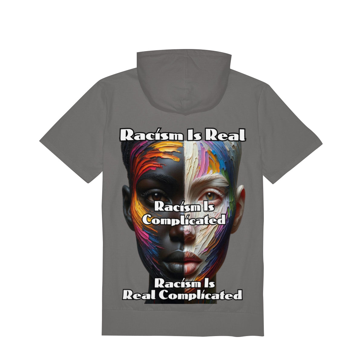 Men’s Cotton Hooded T-Shirt "Racism is Real"