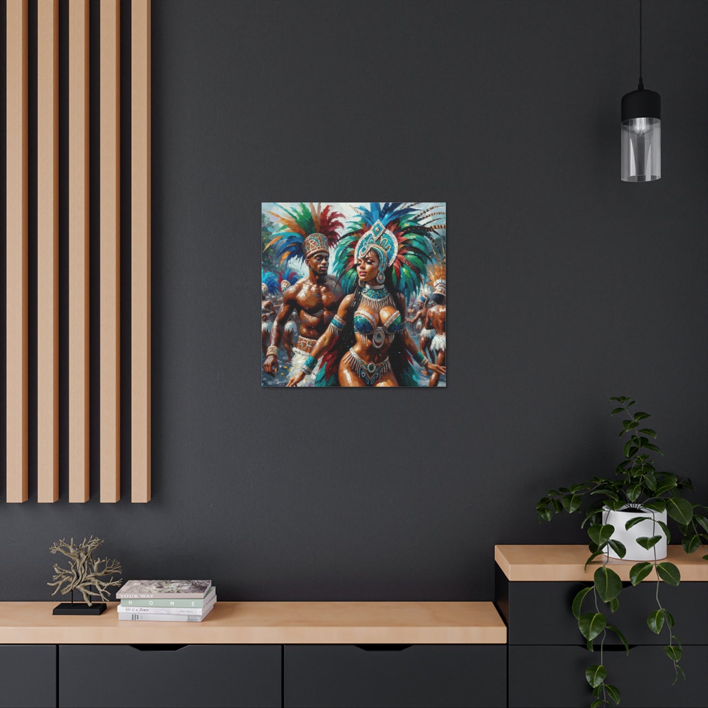 Art Print, Trini Masqueraders#2, Carnival, Oil Finish, West Indian Ethnicity, Cultural, Heritage, Indo & Afro Caribbean, Canvas Gallery Wrap