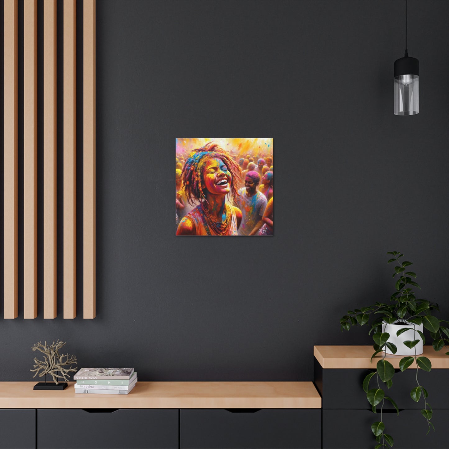 Art Print, Indo-Caribbean Woman, "Phagwa" Oil Finish, West Indian Ethnicity, Cultural, Heritage, Canvas Gallery Wrap