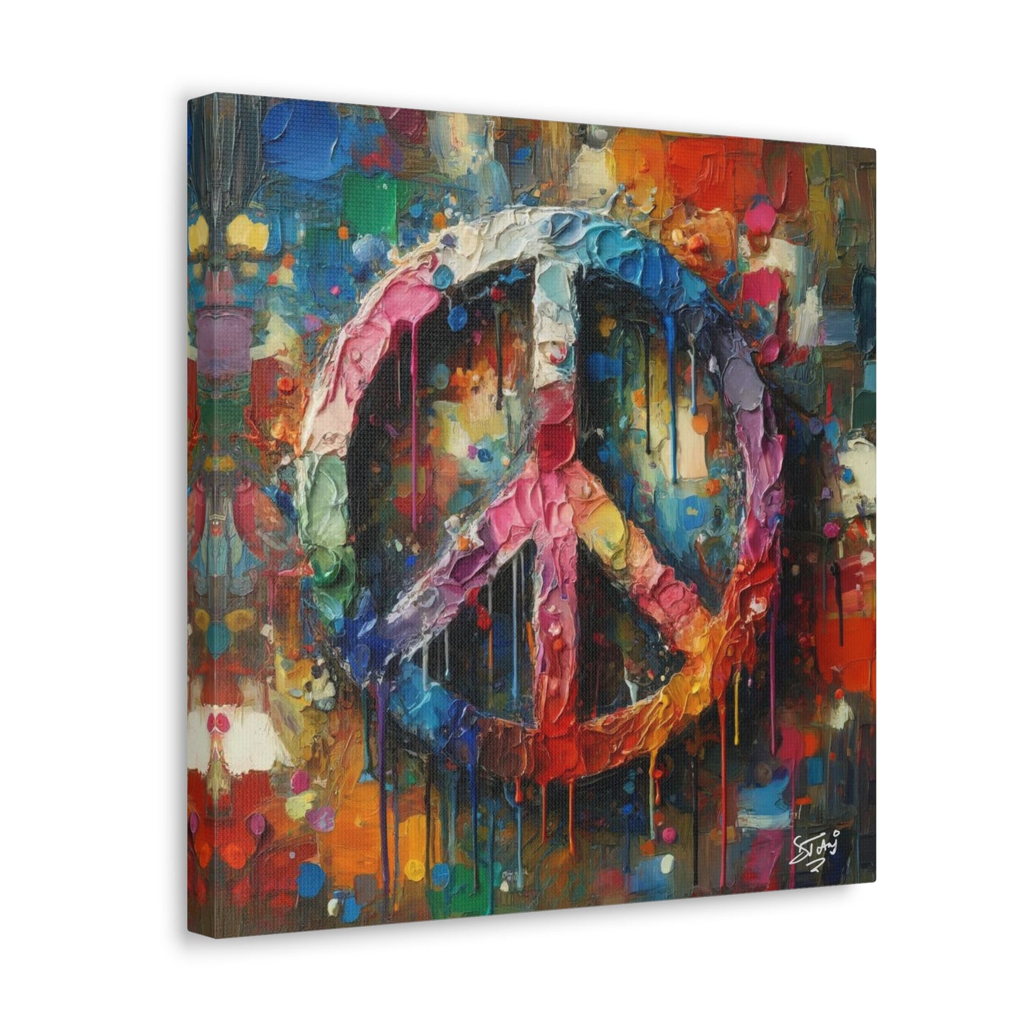 Art Print, "Peace" Oil Finish, Abstract, One Love, West Indian Ethnicity, Cultural, Heritage, Semi-Abstract, Canvas Gallery Wrap