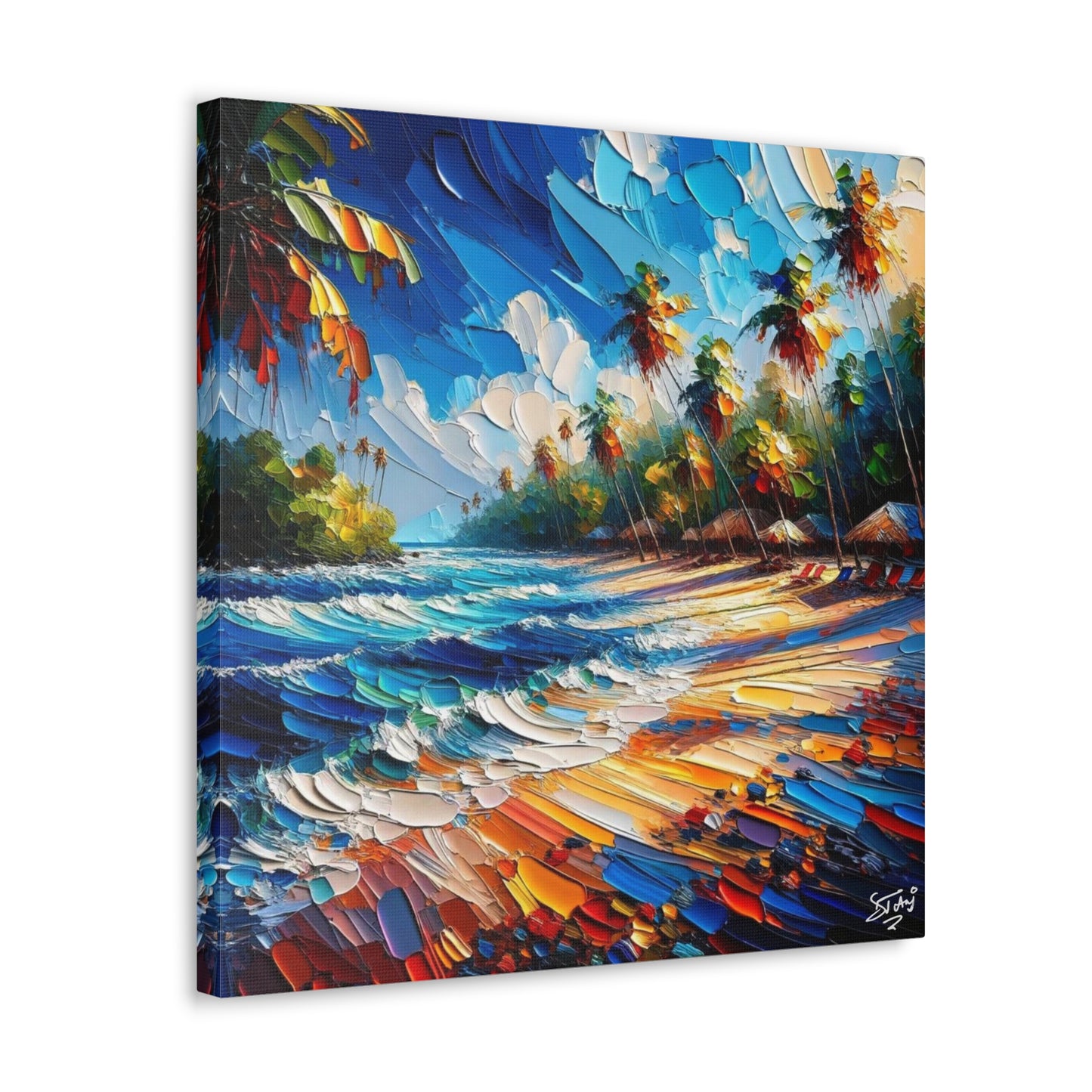 Art Print of Caribbean Beach Scene, Tobago, West Indian Art, Canvas Gallery Wraps