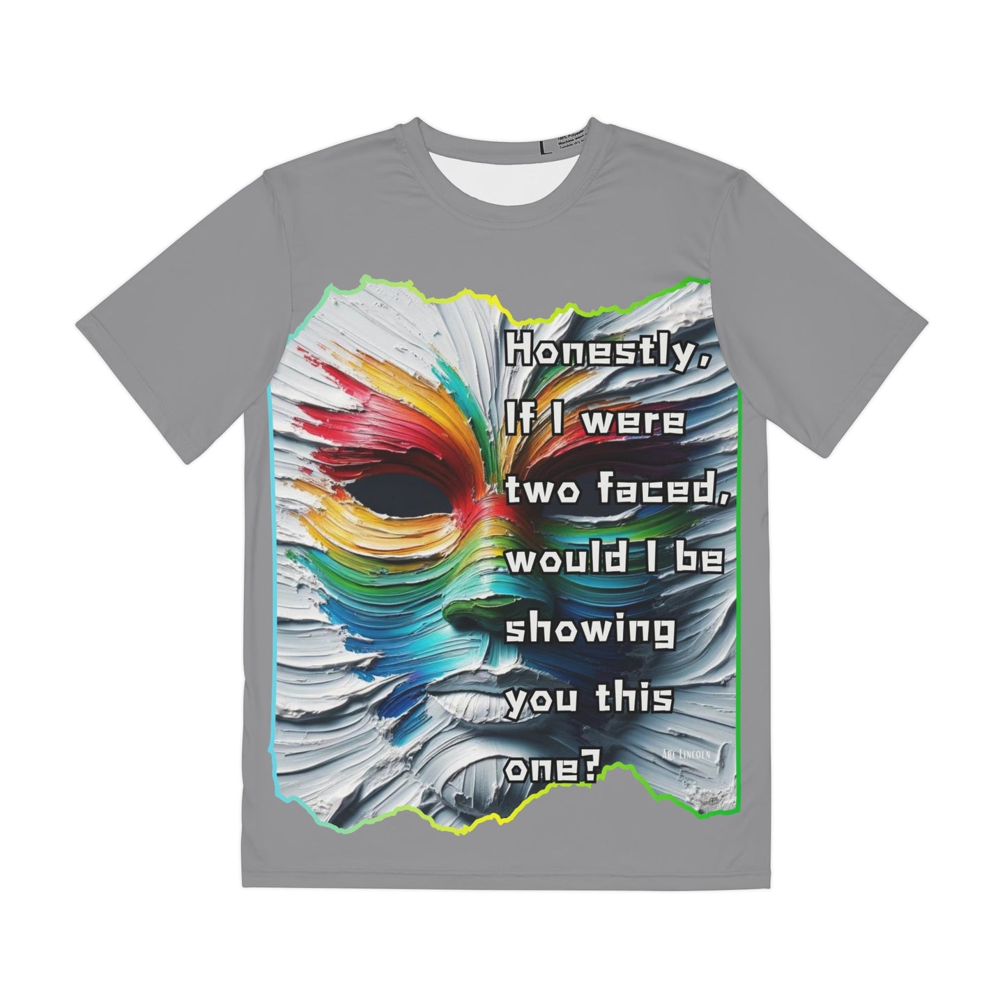 Men's Brushed Polyester Short Sleeve Tee (AOP), "Two Faced"