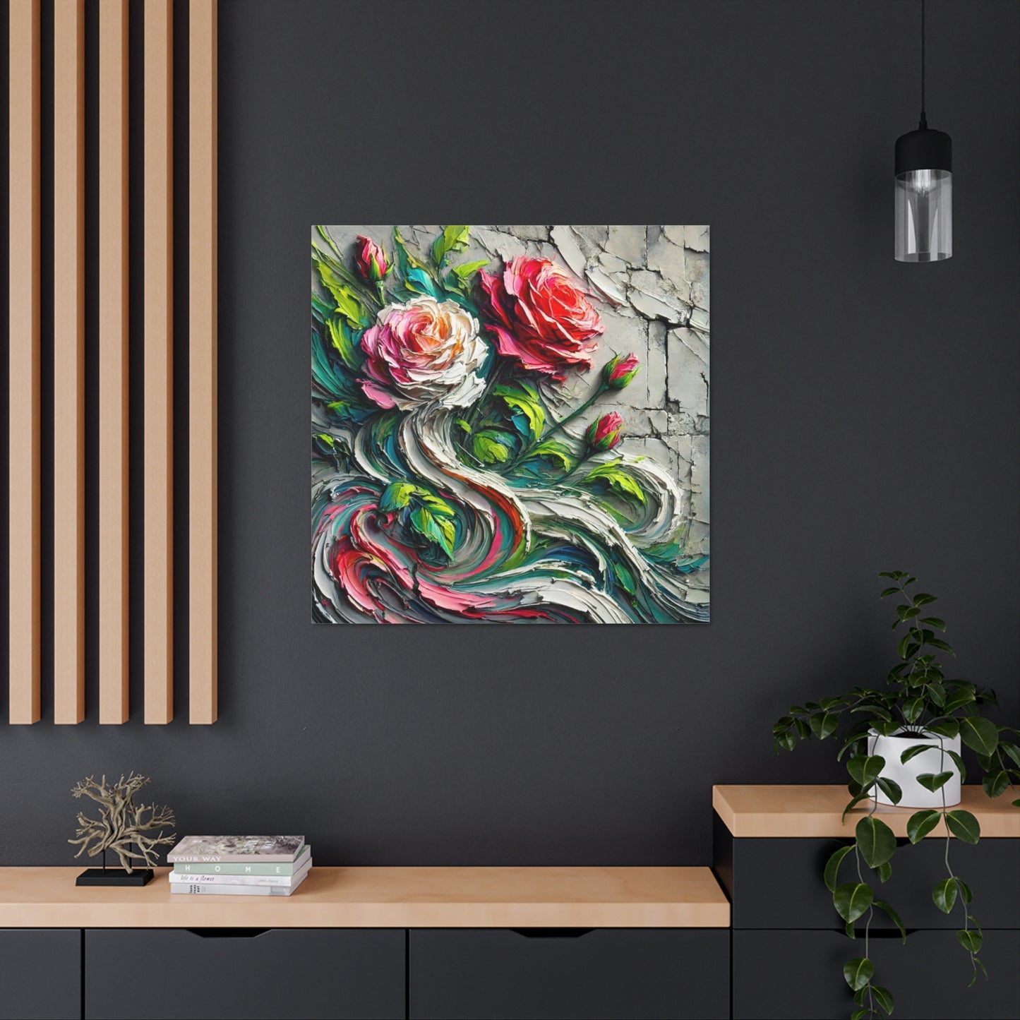 Art Print, "A Rose is a Still a Rose," Abstract Oil Finish, West Indian Art, Canvas Gallery Wraps