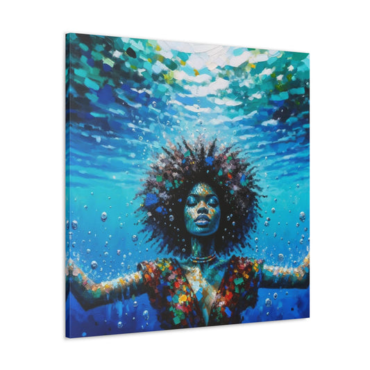 Art Print, Afro-Caribbean Woman, "Submerged" Oil Finish, West Indian Ethnicity, Cultural, Heritage, Abstract, Canvas Gallery Wrap