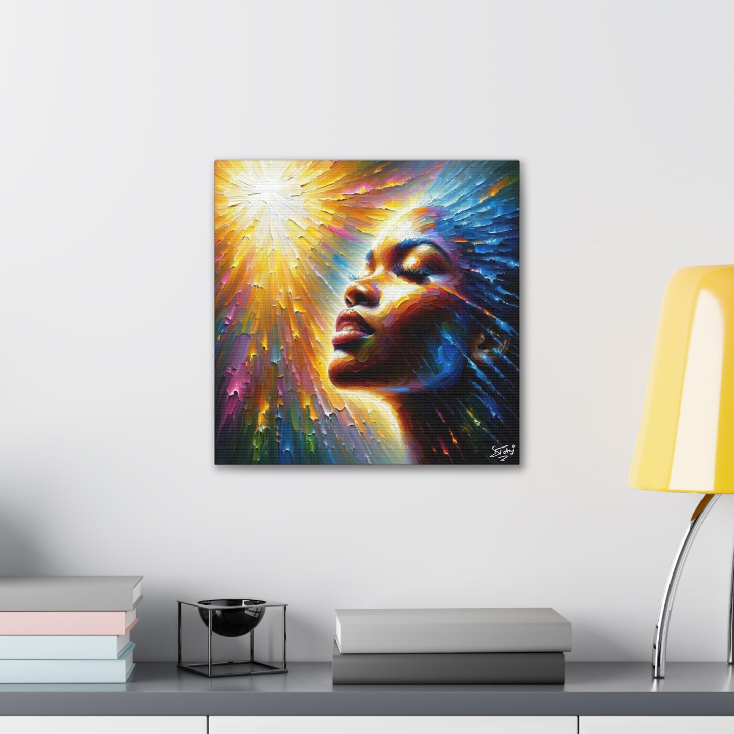 Art Print, Afro-Caribbean Woman, "Seeing the Light" Oil Finish, West Indian Ethnicity, Cultural, Heritage, Abstract, Canvas Gallery Wrap