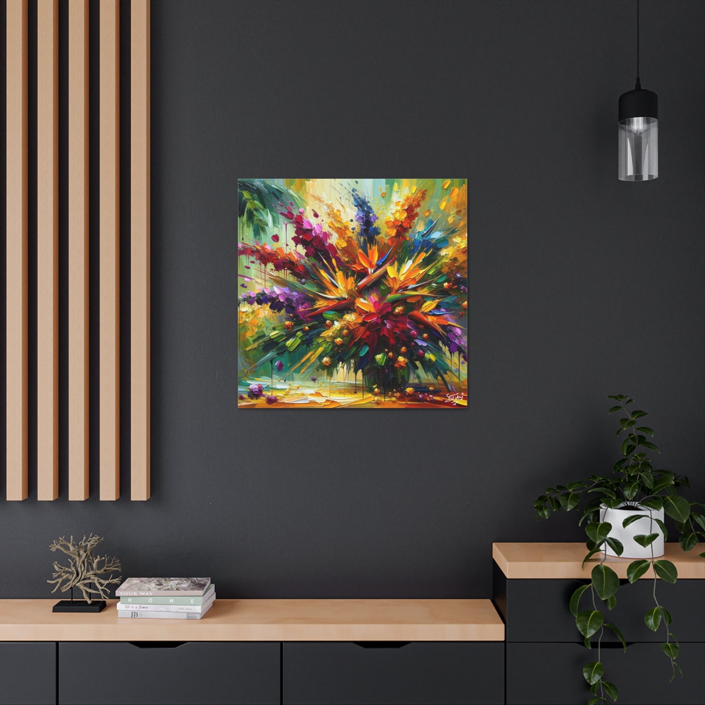 Art Print of Caribbean Bouquet, Oil Finish, West Indian Art, Canvas Gallery Wraps