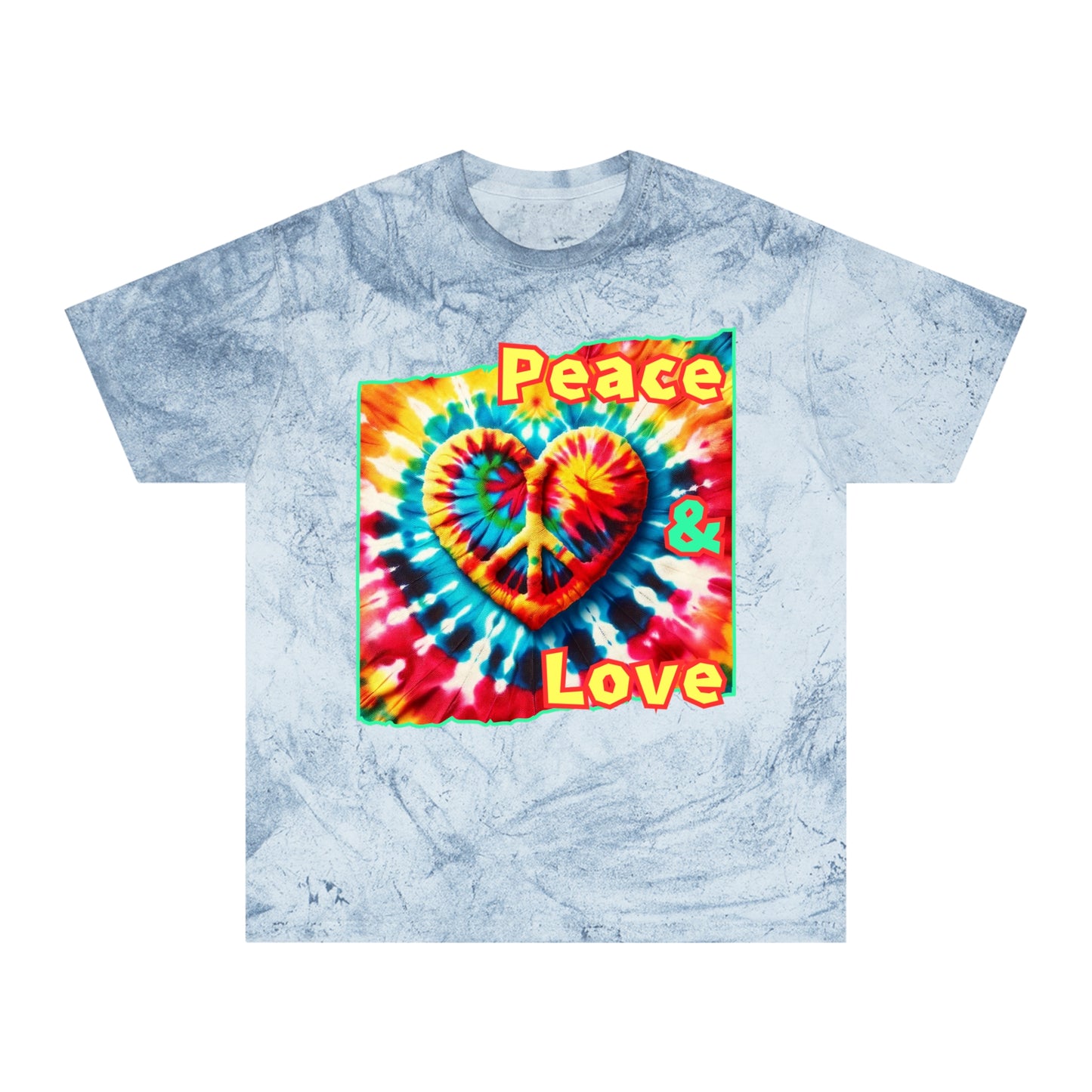 Unisex Color Blast T-Shirt "Peace & Love" One World, Self-Love, Anti-Racism, One Love, Unity, Inclusion, Diversity, Immigrant Outsiders, Cultural Identity, Black Excellence Empowerment Inspiration, FashionWithPurpose, ConsciousClothing