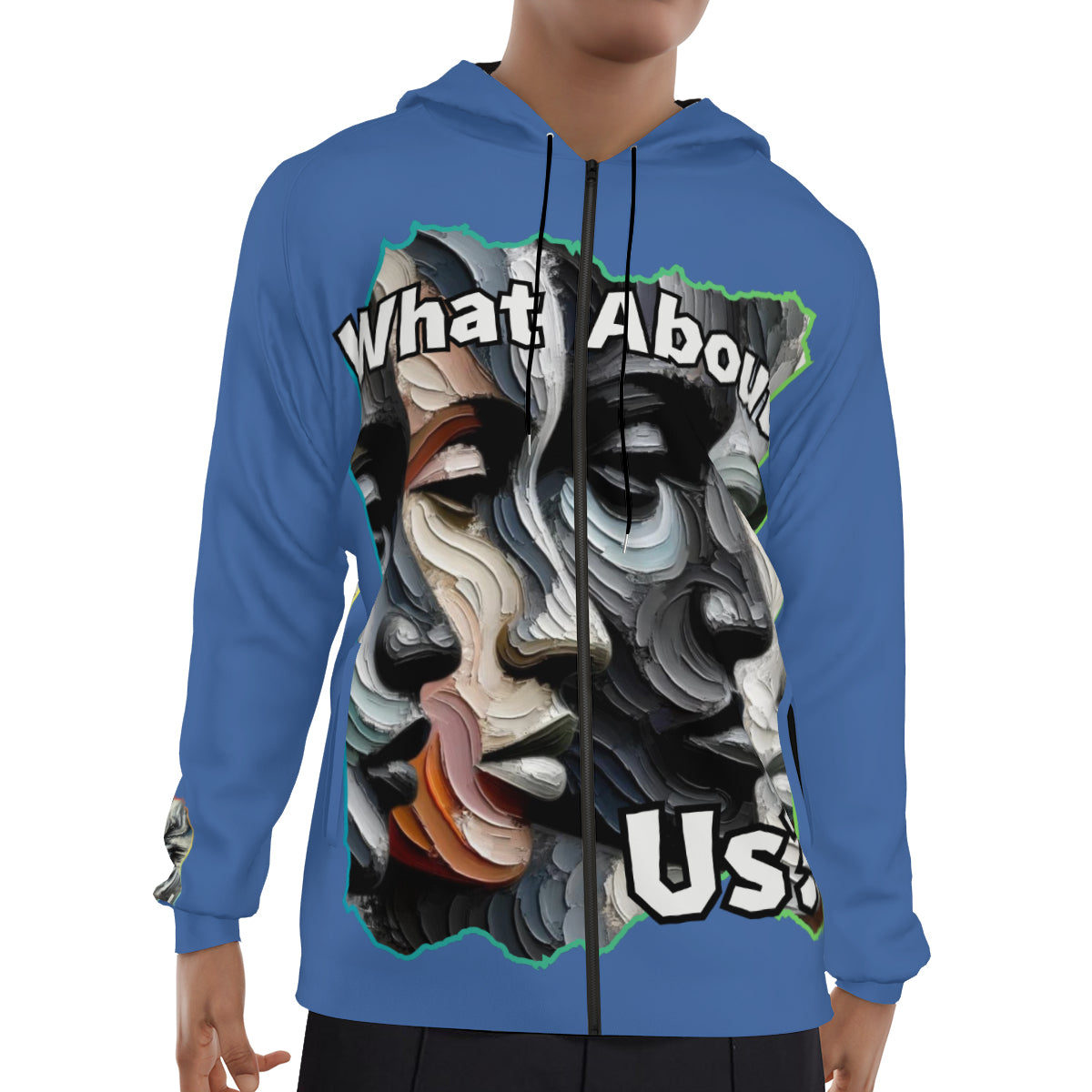 Men's Lightweight Zip Up Hoodie | Polyester "What About Us"